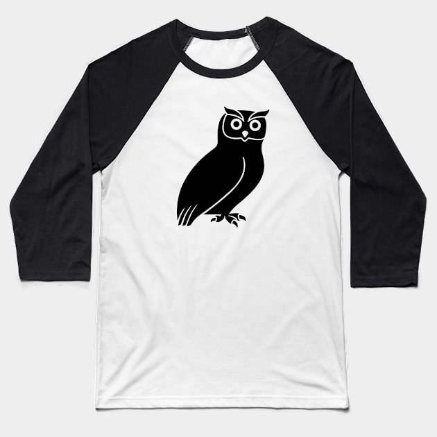 Owl Silhouette Baseball T-Shirt by KC Happy Shop